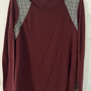 Women's Burgundy Patterned Top